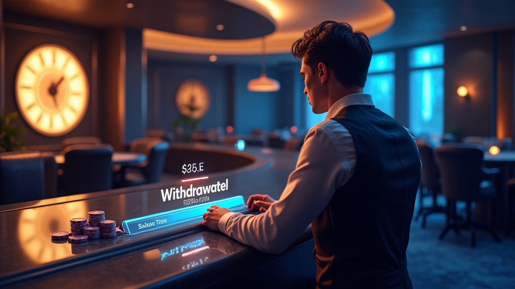 Casino payout screen with a clock and withdrawal progress bar