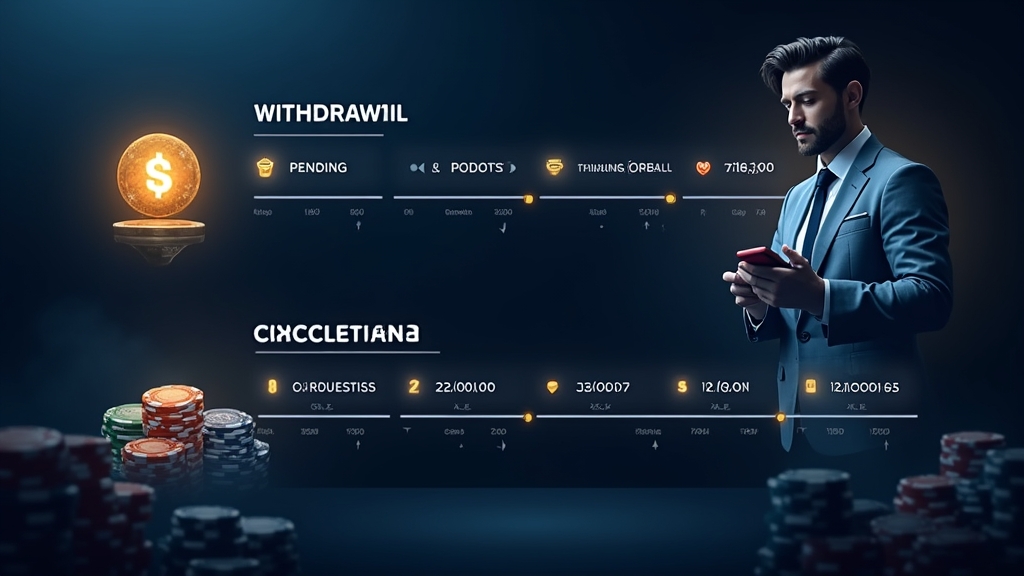 Casino withdrawal status screen showing pending and completed stages